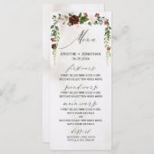 Menu Boho Burgundy Rose Rose Aquarelle Mariage Floral (Devant / Derrière)