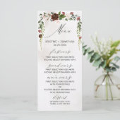 Menu Boho Burgundy Rose Rose Aquarelle Mariage Floral (Debout devant)