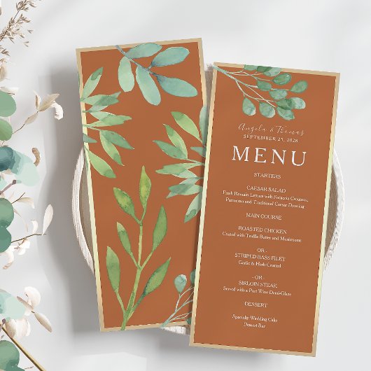 Menu Boho Burnt Orange Mariage