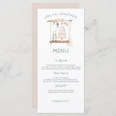 Menu Boho Cake Candle Florals Eucalyptus Mariage (Devant / Derrière)
