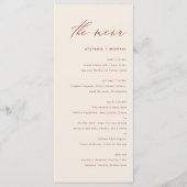 Menu Boho Calligraphie manuscrite Terracotta Mariage (Devant)