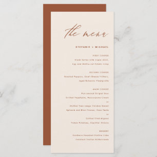 Menu Boho Calligraphie manuscrite Terracotta Mariage
