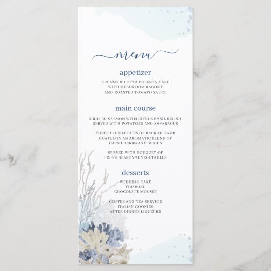 Menu Boho Chic Beach Destination Hampton Mariage (Devant)