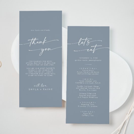 Menu Boho Chic Dusty Merci bleu et Mariage