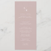 Menu Boho Chic Dusty Rose rose Mariage Monogramme (Devant)