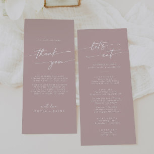 Menu Boho Chic Dusty Rose rose Merci et Mariage