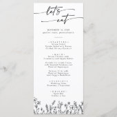 Menu Boho Chic Fleur Sauvage Merci et Mariage (Devant)