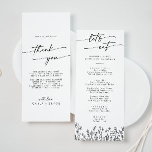 Menu Boho Chic Fleur Sauvage Merci et Mariage