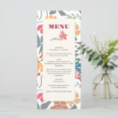 Menu Boho Chic Floral Mariage Rétro Milieu de Siècle (Debout devant)