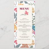 Menu Boho Chic Floral Mariage Rétro Milieu de Siècle (Devant)