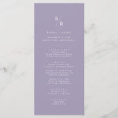 Menu Boho Chic Lavande violet Mariage Monogramme (Devant)