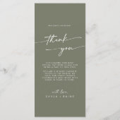 Menu Boho Chic Merci vert olive et Mariage (Dos)