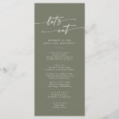 Menu Boho Chic Merci vert olive et Mariage (Devant)