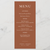 Menu Boho Chic Minimal Terracotta Mariage (Devant)