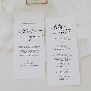 Menu Boho Chic noir et blanc Merci et Mariage