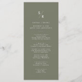 Menu Boho Chic Olive Vert Monogramme Mariage (Devant)
