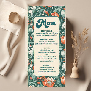 Menu Boho Chic Rétro Mariage Floral Coloré