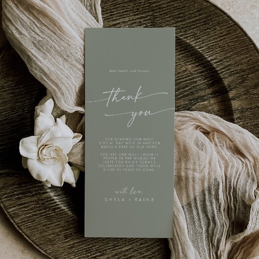 Menu Boho Chic Sage Green Merci Place Card