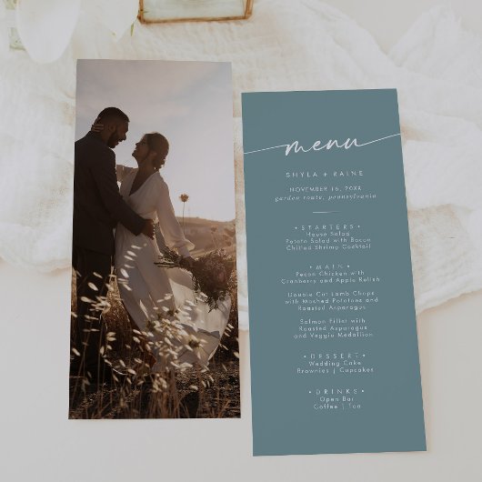 Menu Boho Chic Seafoam Mariage photo Turquoise