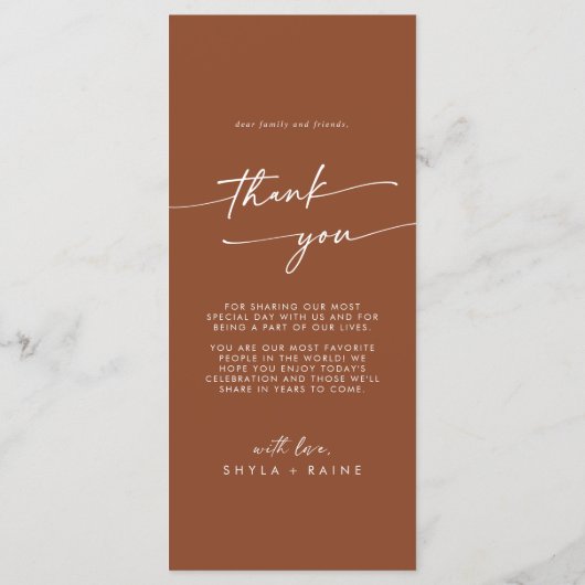 Menu Boho Chic Terracotta Merci et Mariage (Dos)