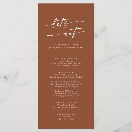 Menu Boho Chic Terracotta Merci et Mariage (Devant)