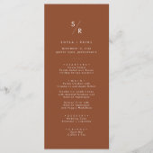 Menu Boho Chic Terracotta Monogram Mariage (Devant)