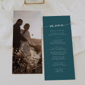 Menu Boho Chic Turquoise Blue Photo Mariage