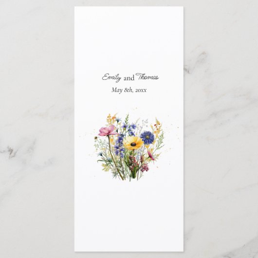 Menu Boho Chic Wildflower Simple Wedding (Dos)