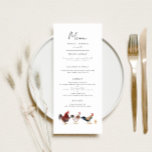 Menu Boho Chicken Dîner Mariage<br><div class="desc">Carte de menu pour dîner mariage rustique et boho avec l'aquarelle illustrant les poulets.</div>