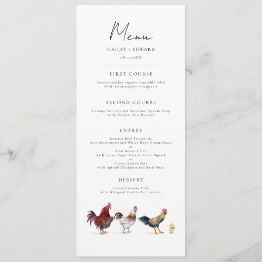 Menu Boho Chicken Dîner Mariage (Devant)