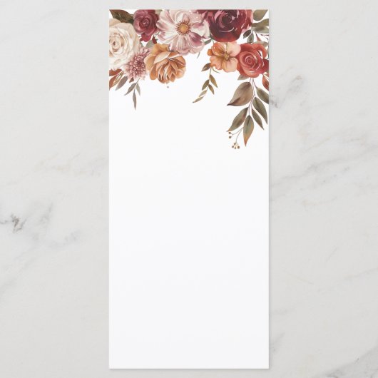 Menu Boho Citrouille Autumn Bloom Anniversaire (Dos)