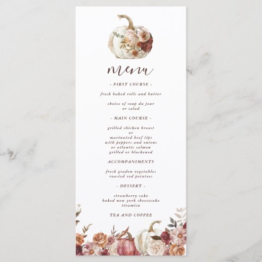 Menu Boho Citrouille Autumn Bloom Anniversaire (Devant)