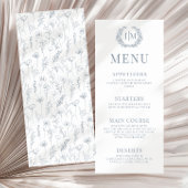 Menu boho classique à fleurs bleues poussiéreuses 