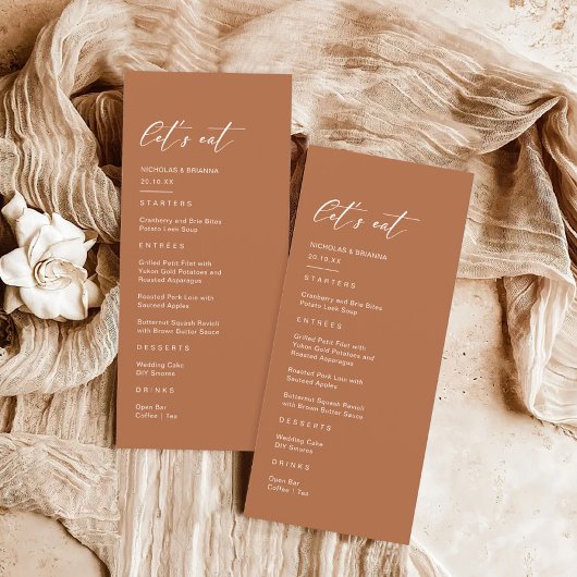 Menu Boho d'automne brûlé Mariage orange
