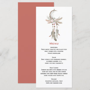 Menu Boho Dreamcatcher Pampas Plumes en laiton Floral