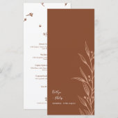 Menu Boho Earthy Botanical Elégant Mariage ivoire (Devant / Derrière)