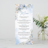 Menu Boho Elegant Dusty Blue and Ivory Flowers dîner (Debout devant)