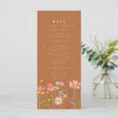Menu Boho Fall Floral Bural Orange Mariage (Debout devant)