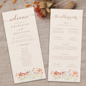 Menu Boho Fall Wildflower Meadow Wedding Ceremony