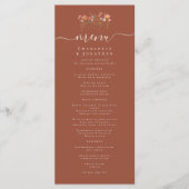 Menu Boho Fall Wildflower Terracotta Rust Wedding (Devant)
