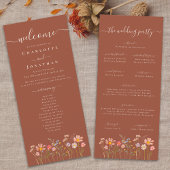 Menu Boho Fall Wildflower Terracotta Wedding Ceremony