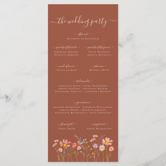 Menu Boho Fall Wildflower Terracotta Wedding Ceremony (Dos)