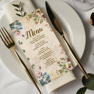 Menu Boho Fleur sauvage d'automne Mariage botanique
