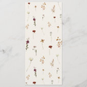 Menu Boho Fleur sauvage Ivory Cream Mariage Trois cours (Dos)