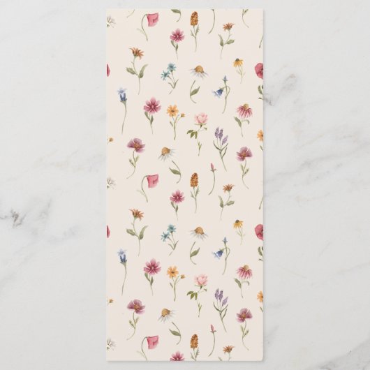 Menu Boho Fleur sauvage Mariage (Dos)