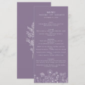 Menu Boho Fleur sauvage moderne Mariage aquarelle (Devant / Derrière)
