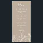 Menu Boho fleur sauvage terreux mariage<br><div class="desc">Boho terthy tan simple élégant menu fleur sauvage mariage.</div>