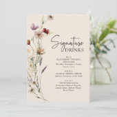 Menu Boho Fleurs de Boissons de Mariage (Debout devant)