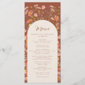 Menu Boho Floral Arch Automne Burning Orange Mariage (Devant)