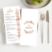 Menu Boho Floral Élégant Bohème Mariage de ton de la Te